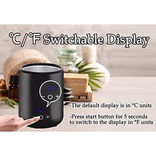Podoy Mini Wax Pot Warmer for Hair Removal, Small Portable Travel Wax Melt Heater Machine Digital Display for SPA Salon Brow Body Nose Upper Lip Hair Waxing with 100 Waxing Sticks