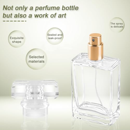 Enenes 8 Pack 30ml/1Oz Refillable Glass Perfume Bottles - Premium Square Gold Atomizer Spray Bottles, Leak-Proof Portable Empty Perfume Containers for Travel, Purse, Gym & Home Office Use