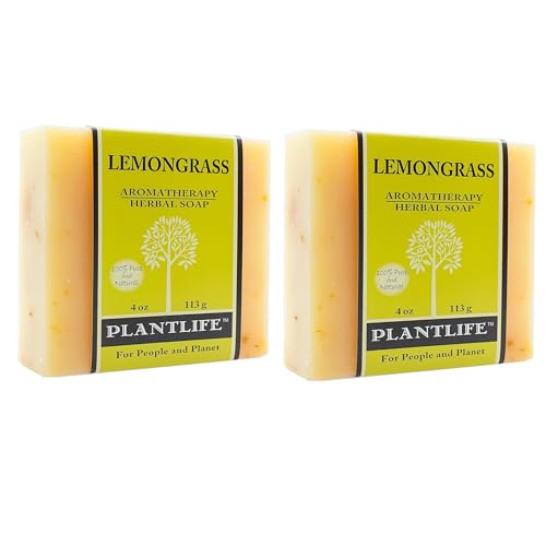Plantlife Lemongrass Bar Soap Pack of 2 - Moisturizing and Soothing Soap for Your Skin - Hand Crafted Using Plant-Based Ingredients - Made in California 4oz Bar