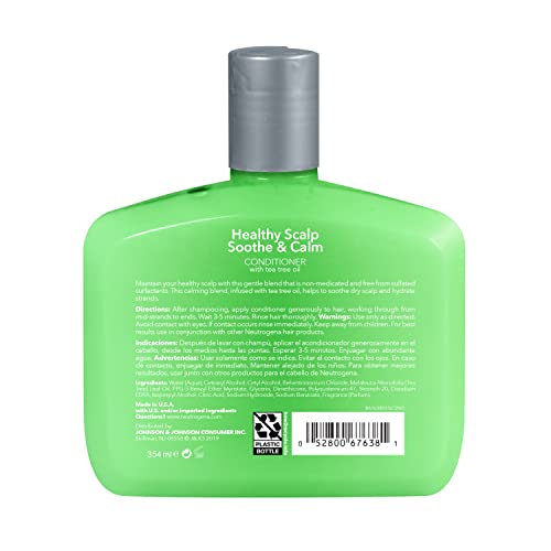 Neutrogena Tea Tree Oil Conditioner - Soothing & Calming for Healthy, Moisturized Hair & Scalp, pH-Balanced, Paraben-Free, Phthalate-Free, Safe for Color-Treated Hair, 12 fl oz