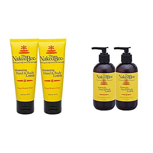 The Naked Bee Orange Blossom Honey Hand and Body Lotion, 2.25 Oz - 2 Pack + Hand & Body Lotion, 8 oz - 2 Pack