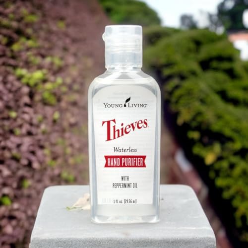 Young Living Thieves Waterless Hand Purifier with Peppermint Oil | 1 oz | Convenient, Refreshing, and Gentle Cleanser for Soft Hands | 6 Pack