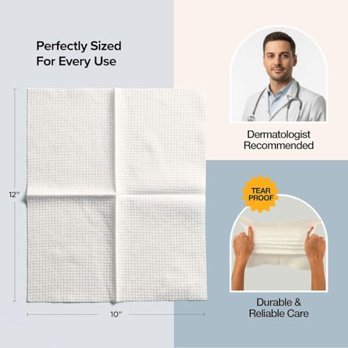 Face Towels - Ultra Soft and Thick Disposable Face Towelettes for Women - Biodegradable Facial Towels for Sensitive Skin - Face Cleansing, Makeup Removal, 10x12 Extra Large - 100 Pack