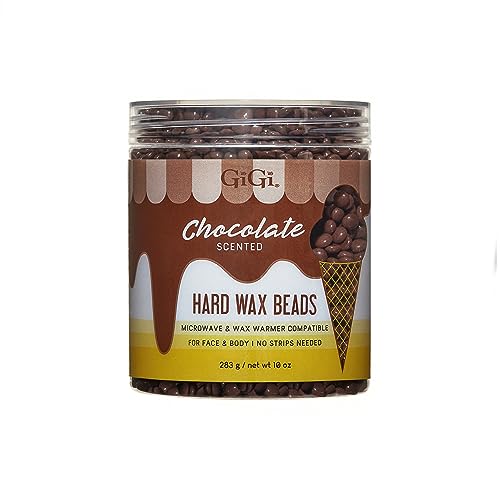 GiGi Hard Wax Beads for Hair Removal Chocolate Scented - Strip-Free for Face & Body, Microwave & Wax Warmer Compatible, 10 oz