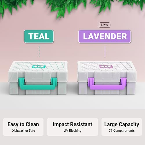 Essential Oil Organizer for 35 Bottles, Hard Shell Storage Case with Shelf Display Lid & Travel Handle, Fits 5ml/10ml/15ml, Roller Bottles, Compatible with Top Brands, Teal