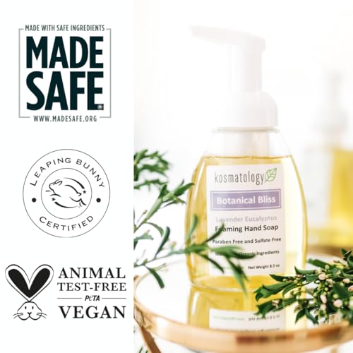 kosmatology Botanical Bliss (Lavender-Eucalyptus) Organic Foaming Hand Soap | Moisturizing Hand Wash | Clean Ingredients, Infused with Essential Oils | 8.5 fl oz