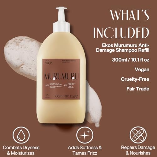 Natura - Ekos Murumuru Restoring Shampoo Refill - Anti-Damage - Cleanse & Moisturize Hair - Combat Dryness - Vegan Hair Care - Brazilian Beauty Secrets - Personal & Self Care - 10.1 fl oz (300ml)