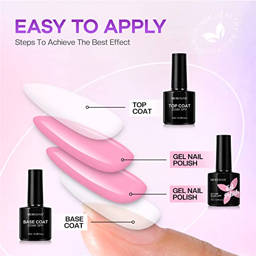 Morovan Gel Nail Polish Kit with UV Light: 36 Colors Gel Nail Polish Set with Pure Gillter Gel Polish Soak Off Gel Nail Kit Contain Base & Top Coat Nail Polish Starter Kit