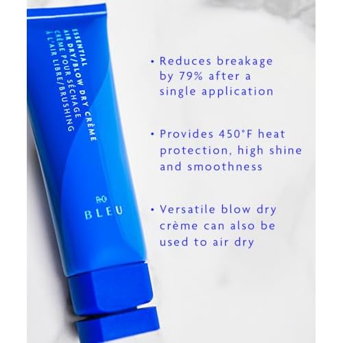 Essential Air Dry Blow Dry Creme | Lightweight Heat Protectant Styling Cream for Frizz Control + Hydration & Shine | Nourishing Hair Smoother for All Hair Types | R+Co BLEU