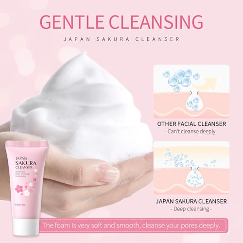 Sakura Skin Care Sets & Kits, Japanese Cherry Blossom Gifts for Teenage Girls, Pamper Sets for Women Gifts, Facial kit Daily Care All In One Set, Travel Kit for Women Teen Girls Mom Birthday, 35PCS