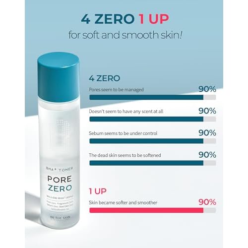 BE THE SKIN Pore Zero BHA Exfoliating Toner - 85% Willow Bark Water Base + Salicylic Acid, Helps Clear Pores & Blackheads, Zero Alcohol Zero Fragrance for Oily Blemish-Prone Skin | 5.07 fl oz