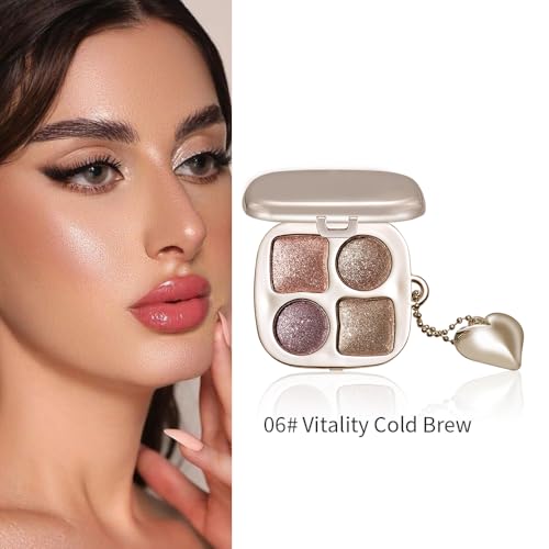 Eyeshadow Palette Multi-Finish , Matte Shimmer Metallic Eye Brightening Palette with Silky Smooth Powder, Fine Shimmer Duochrome Sparkle, Long-Lasting Blendable Shadows for Aegyo-Sal Highlight-6#