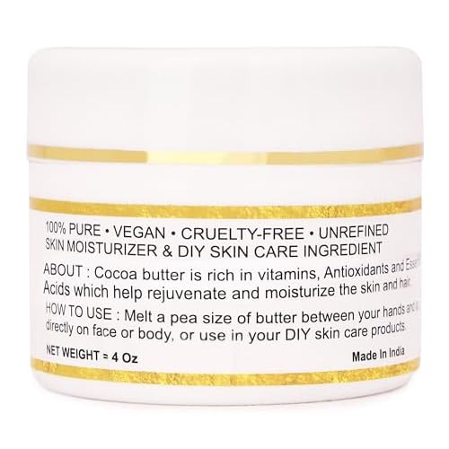 Organic Raw Cocoa Butter 100% Pure,Natural & Unrefined| Skin Moisturizer For Face, Body & Hair| 1 LBS/450 GM Ivory / White Grade A | DIY Creams, Balms, Lotions, Soaps| Softens Dry & Tough Skin