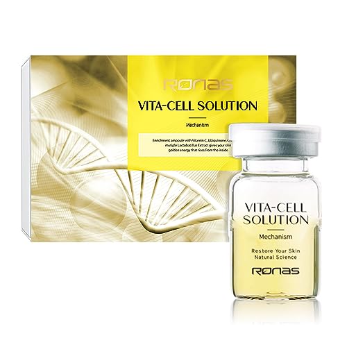Ronas VITA Cell Solution,Anti Aging Serum for Face neck with Hyaluronic Acid,Vitamin C, Ceramide, Beta glucan, Hydrating Tone up serum for Dark Spots, Fine Lines & wrinkles 0.16oz 10vial, 1.6 Fl Oz