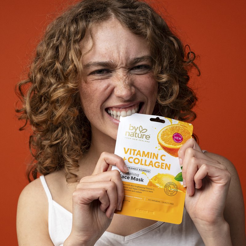 (2 Pack) Vitamin C & Collagen Face Sheet Masks for Brightening & Hydration, Dull Skin Treatment