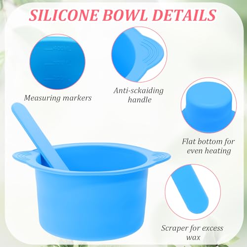 cobee 2 Pcs Silicone Wax Pot Liners, Silicone Wax Warmer Liner Non stick Wax Bowl for Wax Warmer Wax Melt Warmer with 2 Pcs Wax Spatula Sticks for Hair Removal Compatible with 16 oz Waxing Kit