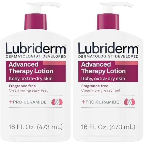 Lubriderm Advanced Therapy Fragrance Free Moisturizing Hand & Body Lotion + Pro-Ceramide with Vitamins E & Pro-Vitamin B5, Intense Hydration for Itchy, Extra Dry Skin, Non-Greasy, 16 fl. oz
