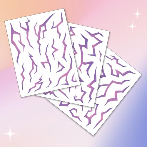 UV Glow Pattern Temporary Tattoos | Purple Demon Energy Pattern | Blacklight Activated Neon Blue | Hunter Cosplay | Fake Tat Stickers | Kpop Birthday, Glow Party, RPD, Halloween