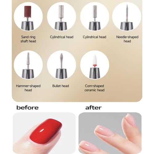Cordless Nail Drill, Nail Drill Professional,15 Adjustable Speeds & 2 Direction Electric Nail File Kits, Portable Electric Nail Grinder Tools for Home Salon Manicure Pedicure Beginners(White).