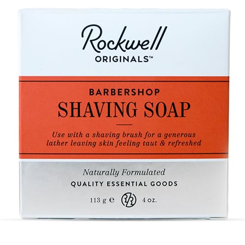 Rockwell Babershop Shaving Soap | Formulated with Shea Butter, Coconut Oil & Wheat Protein for Smooth & Soothing Wet Shave | Ideal for Sensitive Skin & Thick Beards