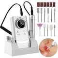 Electric 45000RPM Nail Drill Machine Rechargeable Portable Nail File Electric DIY Nail Drill Kit with Smart LCD Screen for Gel Nail Manicure and Pedicure Reflective Body etc (White)