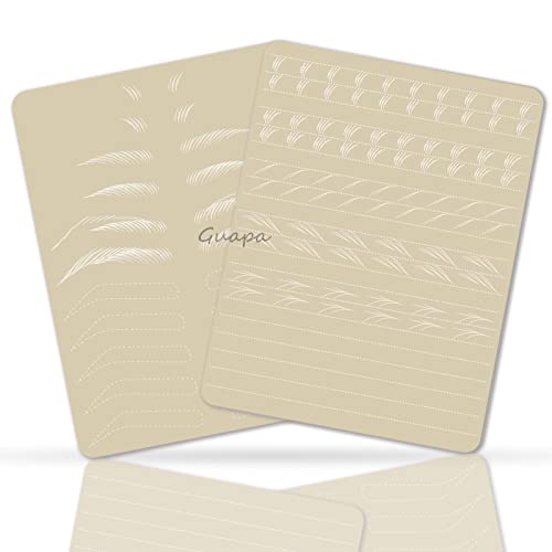 5pcs Microblading Hair Strokes Practice Latex Strokes Practice Skin Double Sided Eyebrow Inkless Fake Skin Pre-Printed and Inkless (White Outline-Hair Strokes)