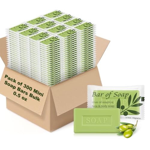 Bulk Bar Soap Travel Olive Oil Soap Bars Bulk 0.5 oz,Guest Soaps Small for Bathroom,Hotel Soap Bars for Hotel Hospitality Homeless(pack of 300, olive oil)