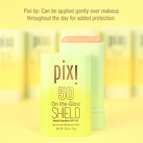 Pixi Beauty On-the-Glow SHIELD SPF 50 2-pack | Lightweight & Ultra-Hydrating Sunscreen Stick for Everyday Use | No White Cast | Travel Size, Vegan & Paraben-Free | 2x 0.6oz/19g