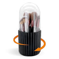 Makeup Brush Holder Organizer with Lid 360 Rotating Dustproof Storage Organizer, 5-Slot Makeup Brush Cup, Multifunctional Pen Holder for Makeup Brush Mascara or Eyeliner(Black)