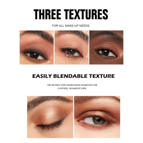 9 Colors Eyeshadow Palette Natural Nude Matte Shimmer Glitter Eye Shadow Pallete, High Pigment, Blendable, Long-Lasting Natural to Glam Smokey Eye Looks