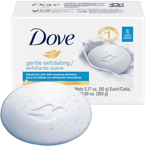 Dove Soap, Gentle Exfoliating Beauty Bar Pack (4 Soap Bars) ? 3-in-1 Moisturizing Face, Body & Hand Soap, 3.17 Oz Ea