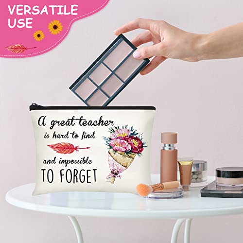 Capoda 24 Pcs Teacher Appreciation Gifts Bulk Makeup Cosmetic Bags Survival Kit Bags with Zipper Funny Pencil Pouch for Graduation Birthday Christmas(Flower)