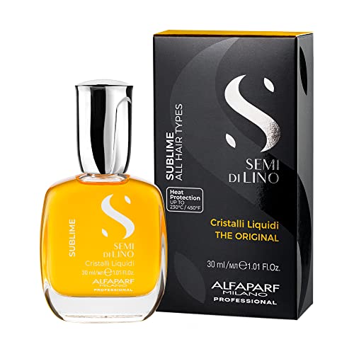ALFAPARF MILANO Semi di Lino Cristalli Liquidi Hair Oil Serum and Reparative Anti-Breakage Fluid Set for Damaged Hair - Heat Protector - Repairs, Strengthens, Adds Shine - Vegan Formula
