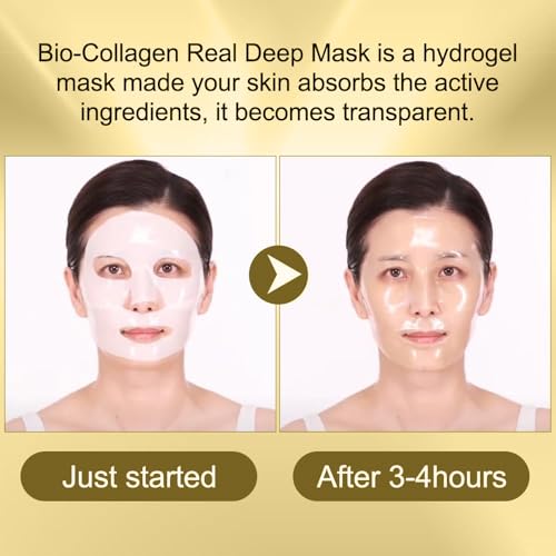 Deep Collagen Niacinamide Vitamin C Mask, Anti Wrinkle Lifting Moisturizing Face Mask, Smooth & Tight Skin, Overnight Hydrogel Mask, Helps Reduce Fine Lines(4 Pack)