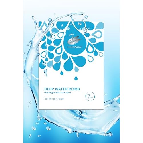 Pink&iSwan Deep Water Bomb~Overnight Radiance Mask|Luxurious 100% Natural Sleeping Facial Treatment,Intense Hydration & Brightening,No-Rinse Prmium Skincare for All Skin Types.(7 Elgant Capsules)