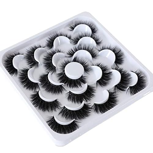 Newcally Lashes 3D Fake Eyelashes 18MM Dramatic Faux Mink Eyelashes Pack 10 Pairs Thick Long Volume False Eye Lashes