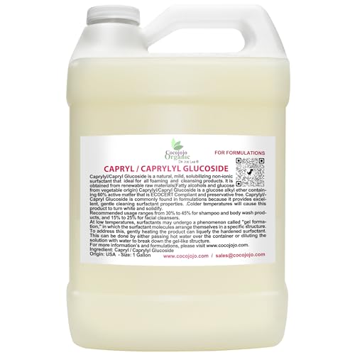 Dr Joe Lab Capryl Glucoside Liquid Surfactant - Caprylyl Natural, Plant Derived - DIY Skin Care - Shower Gels, Foaming, Body Soap, Shampoos Baby Products Face Cleansers - COCOJOJO (128 oz)