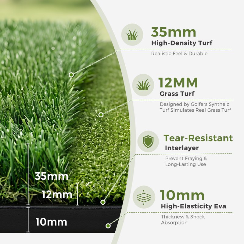 Vipuse 5*4 FT Premium Golf Hitting Mat – Indoor/Outdoor Practice with Fairway & Rough Turf (Includes Balls, Tees & Strap) 5*4 FT