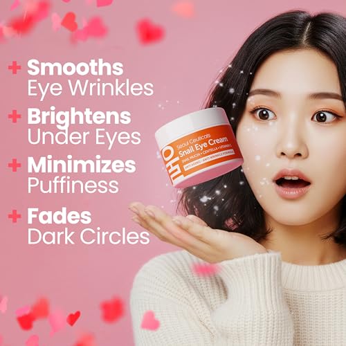 SeoulCeuticals Korean Snail Mucin Eye Cream - 97.5% Snail Filtrate K Beauty Anti Aging Under Eye Anti Wrinkle Eye Treatment Cream 0.5oz (Pack of 2)