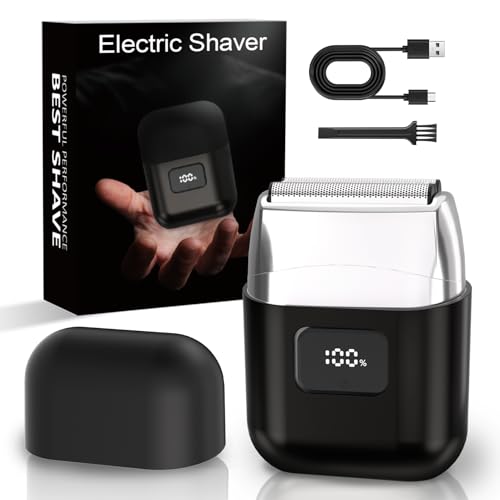 Electric Foil Shavers for Men: Mini Electric Razor with 3 Floating Blades, LED Display, Dual Speed - IPX7 Waterproof Wet/Dry Cordless Razor, USB Fast Charging, Travel Lock (Black)
