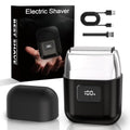 Electric Foil Shavers for Men: Mini Electric Razor with 3 Floating Blades, LED Display, Dual Speed - IPX7 Waterproof Wet/Dry Cordless Razor, USB Fast Charging, Travel Lock (Black)