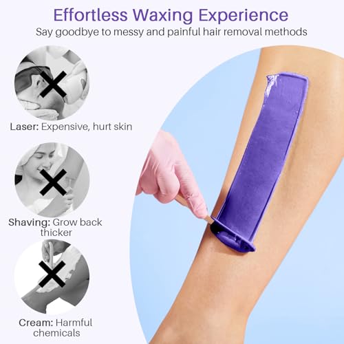 BLITZWAX 2.5lbs Hard Wax Beads for Hair Removal Lavender Waxing Beans for Sensitive Skin, Face, Eyebrows, Brazilian, Legs and Bikini - with 2 Silicone Sticks and 2 Wax Oils for Home and Salon Use