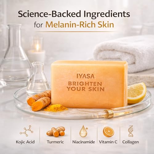 IYASA Kojic Acid Soap for Dark Spots ? Turmeric Brightening Bar with Vitamin C, Retinol & Shea Butter | Evens Tone & Fades Hyperpigmentation | SGS-Tested, Steroid-Free (2 Pack)