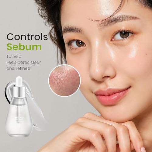 Green Cica Ampoule with 72% Green Tea, Cica & 8-Layer Hyaluronic Acid | Soothing & Sebum Control Pore Serum for Blackheads and Enlarged Pores | For Oily & Combination Skin (1.7 fl oz)