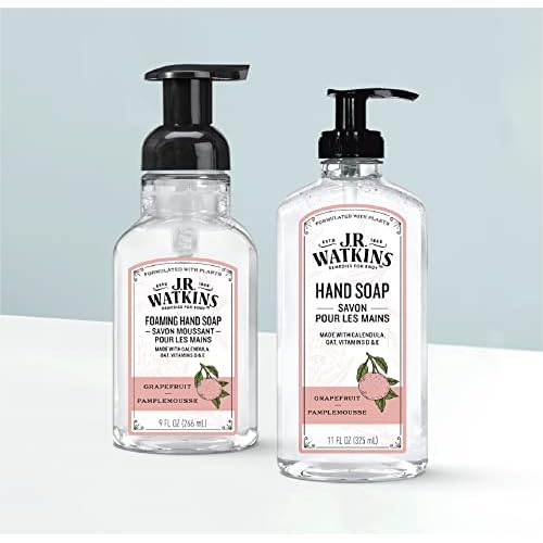J.R. Watkins Foaming Hand Soap with Pump Dispenser, Moisturizing Foam Hand Wash, Alcohol-Free and Cruelty-Free, Pamplemousse/Grapefruit, 9 fl oz, 3 Pack