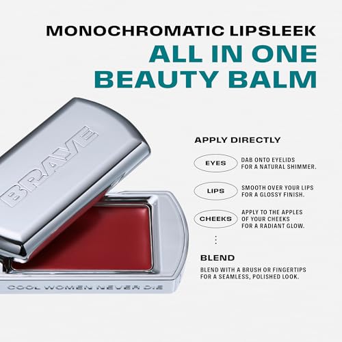 BRAYE LIPSLEEK | Blush for Cheeks & Lips, Korean Makeup Blush, Cool Lip and Cheek Balm, Vegan Cream, Lightweight w/Blendable & Buildable Makeup, Natural Look 06 PLUCKY 0.08oz