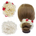2 Pcs Hair Rose Mogra Scented Rubber Band Gajra Hair Accessories for Women Girls (White) (Free Size) (30 GM)