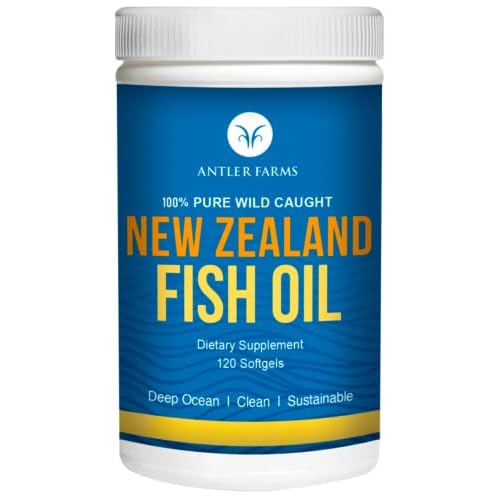 Antler Farms - 100% Pure Wild Caught New Zealand Fish Oil from Deep Ocean, Cold Water Fish, 120 Softgels - Clean, Fresh Omega-3 EPA + DHA Supplement, Keto Friendly, Super Clean