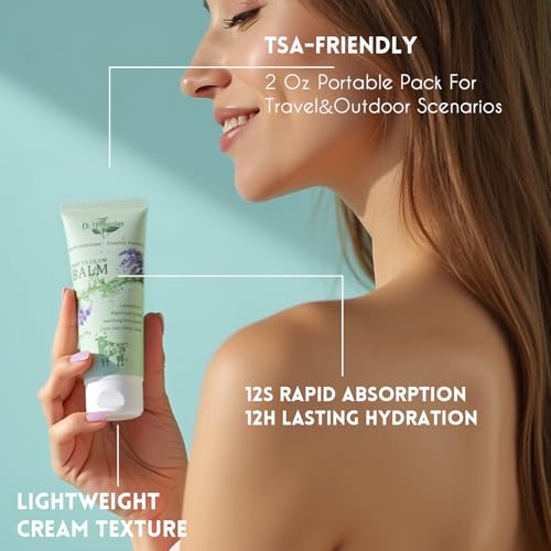 Organic Grass Fed Beef Tallow for Skin ?3 In 1 Travel Size Tallow Face Moisturizer, Hand Cream & Body Lotion,100% Natural, Deep Hydrating, Suitable for Oily & Mature Skin, Lavender, 2 Oz.