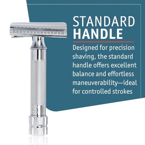MERKUR 37C Double Edge Safety Razor | Slant Bar Design - Standard Handle | Made in Germany | Plastic-Free | Two Piece Design